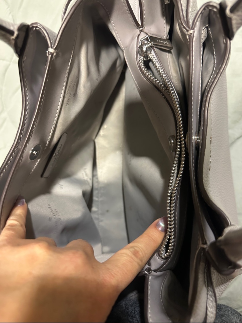 Kate Spade Pebbled Leather Tote in Lavender Gray - Picture 6 of 7